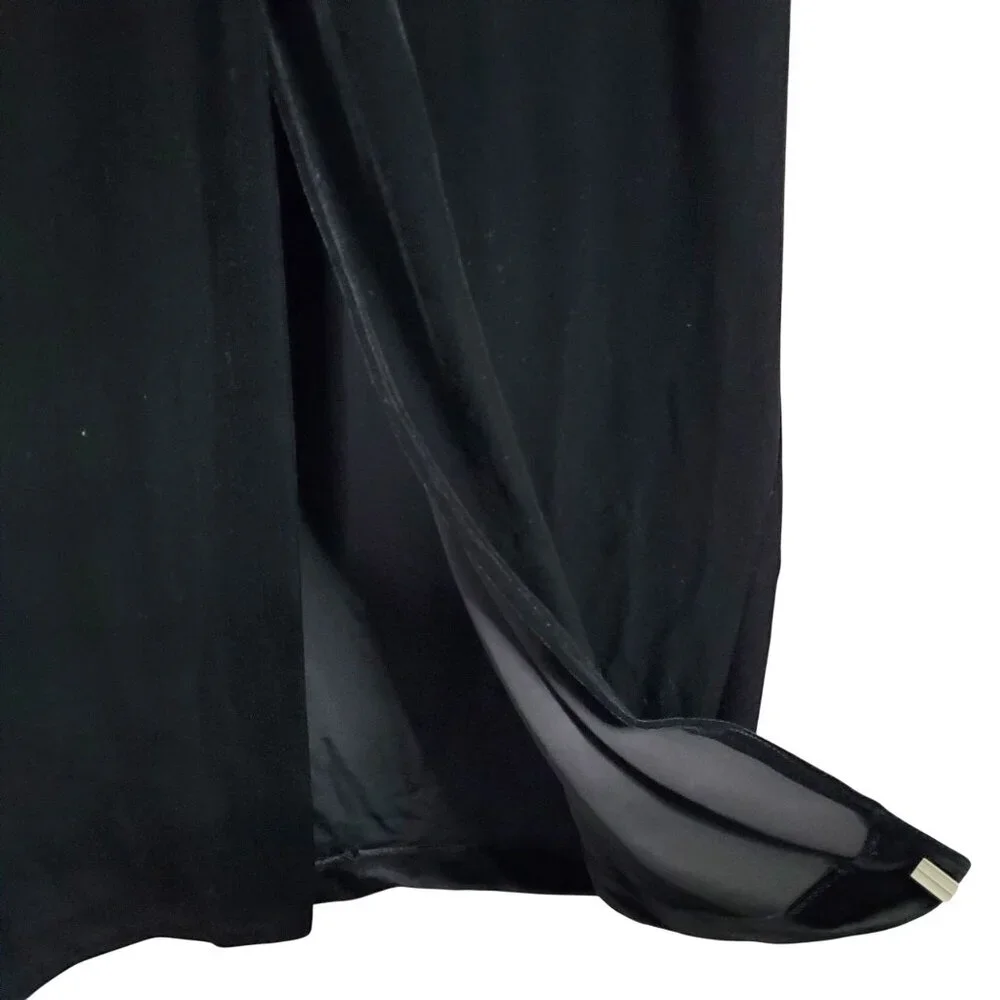 Alex Evenings Size 12 Dress Slip Gown Velvet Spaghetti Strap Evening Back Slit - Picture 10 of 15